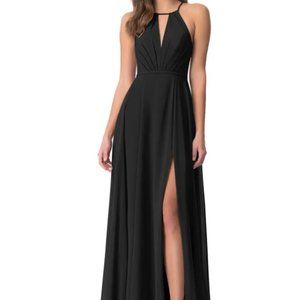 Azazie Evalleen Halter Neck Bridesmaid Dress - Black - Size A4